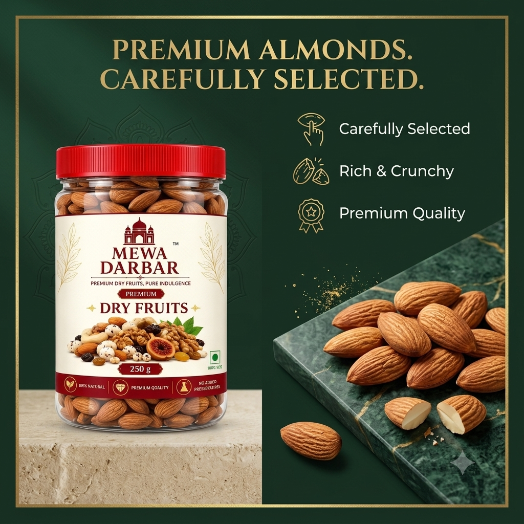 Mewa Darbar Premium Almonds - 250g | Crunchy - Image 2