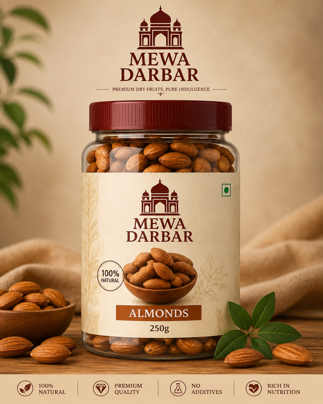 Mewa Darbar Premium Almonds - 250g - Image 2