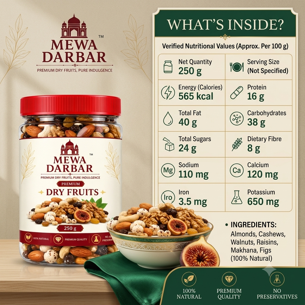 Mewa Darbar Premium Mixed Dry Fruits (Nutritious Daily Snack) - Image 4